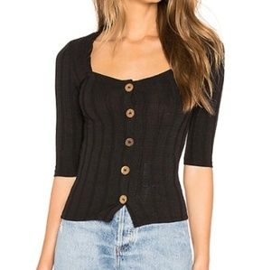 NWT Free People Black Ribbed Central Park Cardi